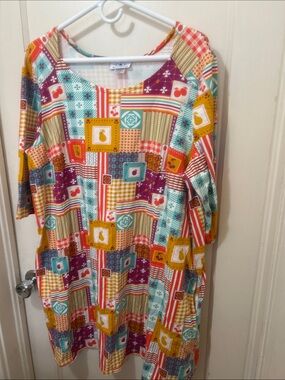 NWOT blue platypus patchwork dress